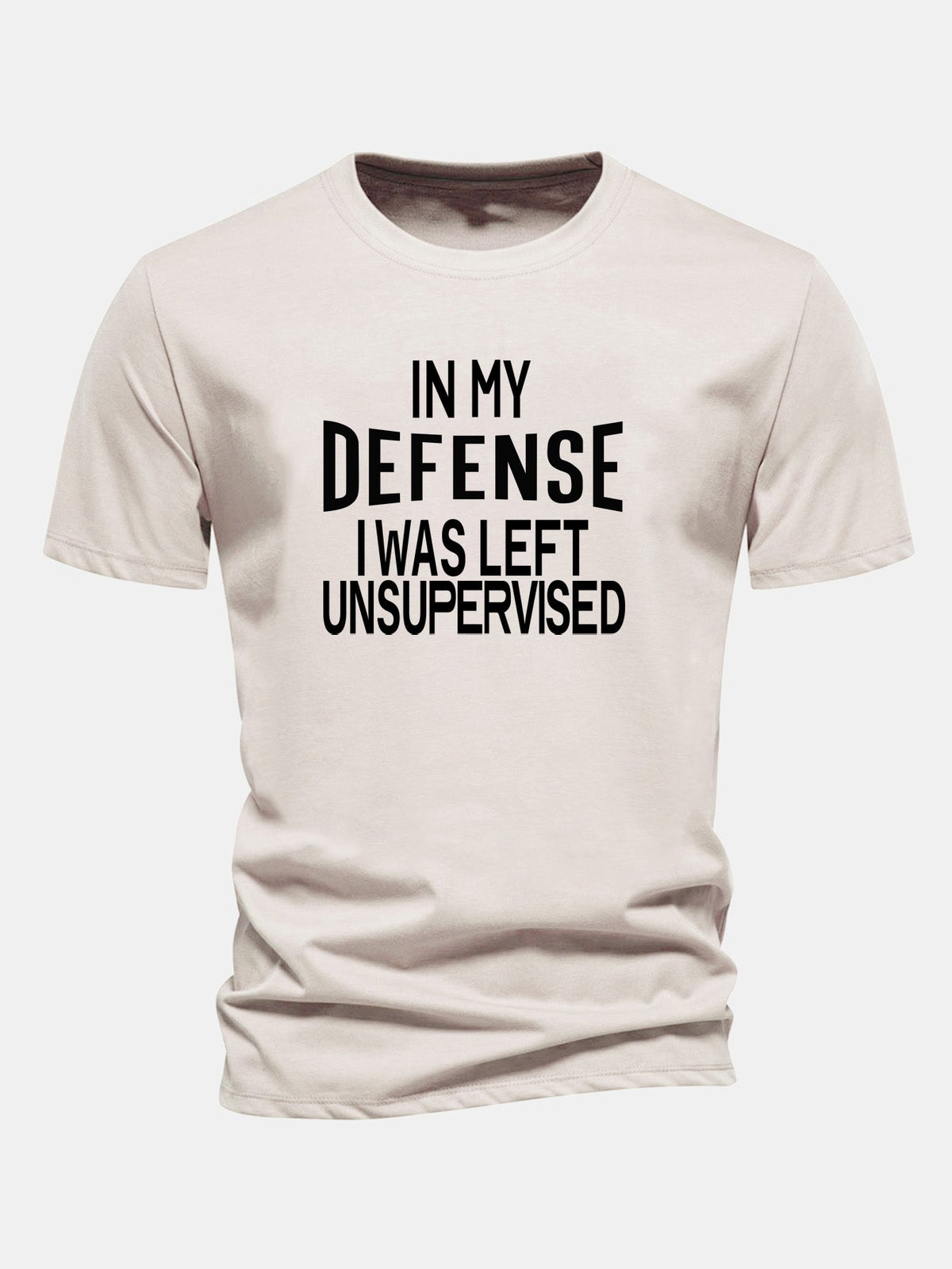 Camiseta de algodão com estampa “Em minha defesa, fui deixado sem supervisão”, corte regular