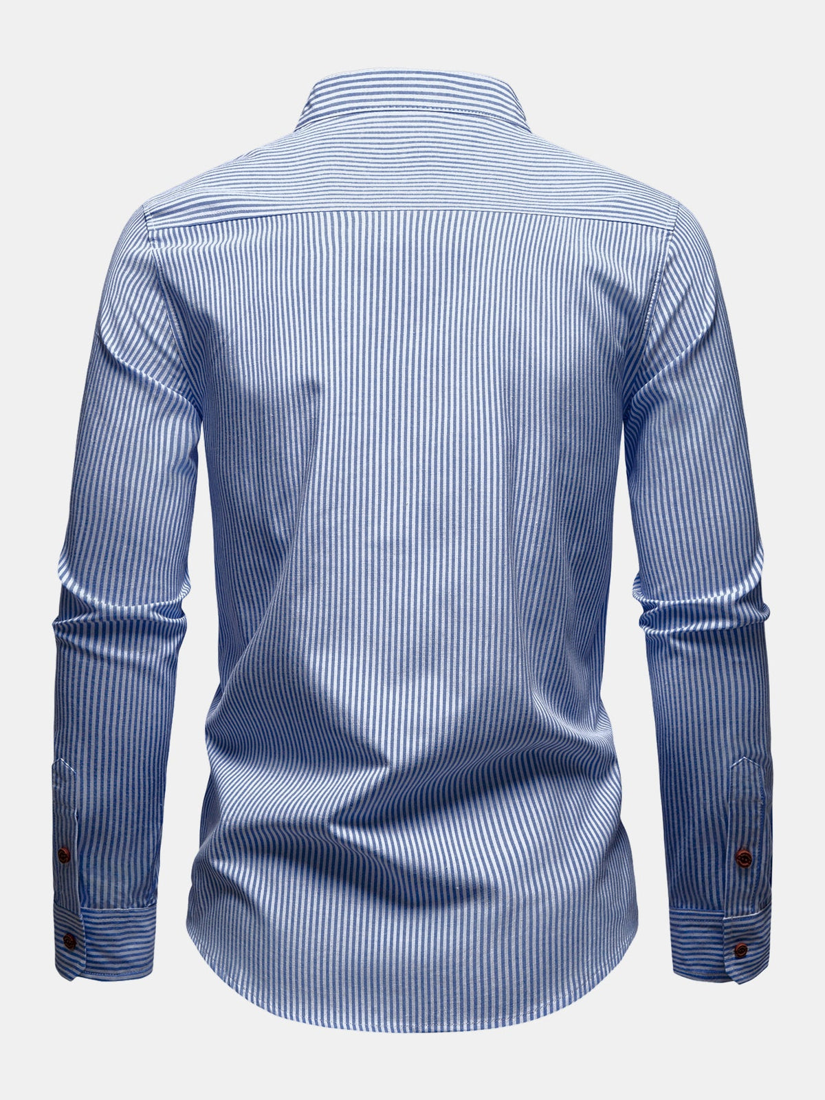 Camisa de algodão listrada com gola padre