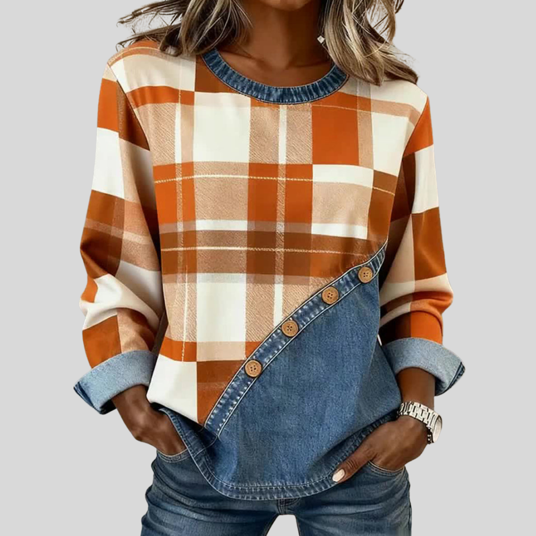 Cara | Patchwork Long-Sleeve Top