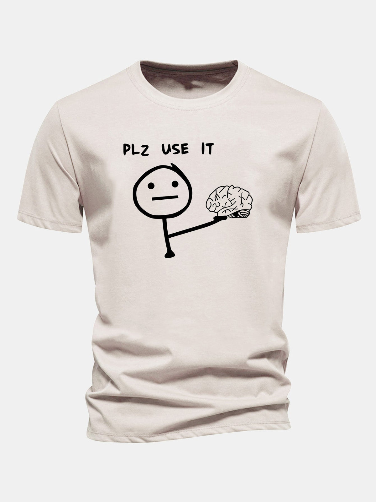 Camiseta de algodão com estampa “Please Use It Brain”, corte regular