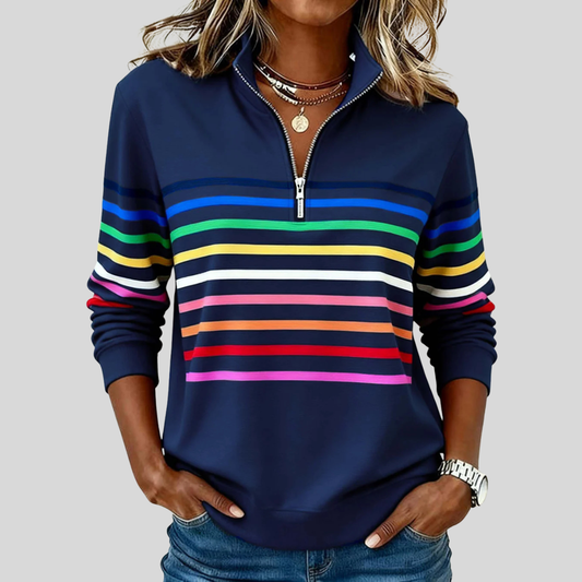 Hazel | Colourful Striped Quarter-Zip Sweatshirt
