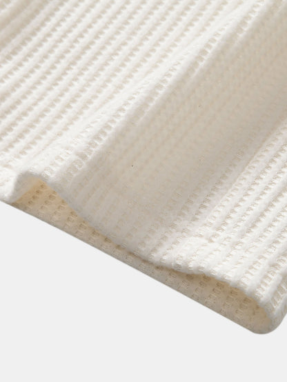 Calça Tricotada com Cordão e Textura Waffle