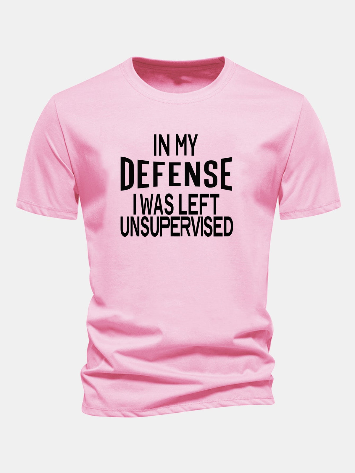 Camiseta de algodão com estampa “Em minha defesa, fui deixado sem supervisão”, corte regular