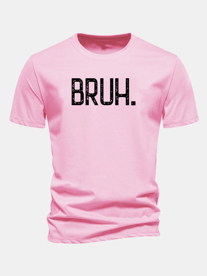 Camiseta de algodão com estampa Bruh e corte regular