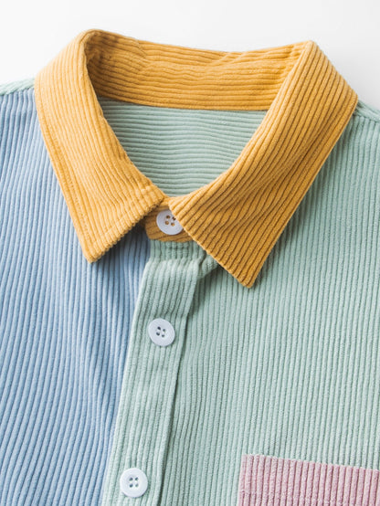 Camisa de veludo cotelê com blocos de cores