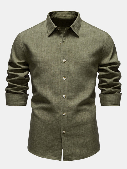 Camisa de linho de manga longa com botões