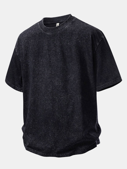 Camiseta Oversized com Ombro Caído e Efeito Desgastado Lavado & Shorts com Cordão