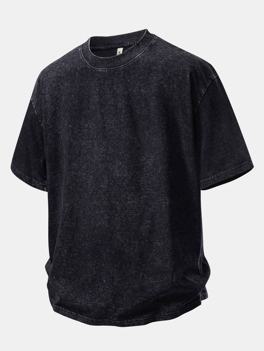 Camiseta Oversized com Ombro Caído e Efeito Desgastado Lavado & Shorts com Cordão