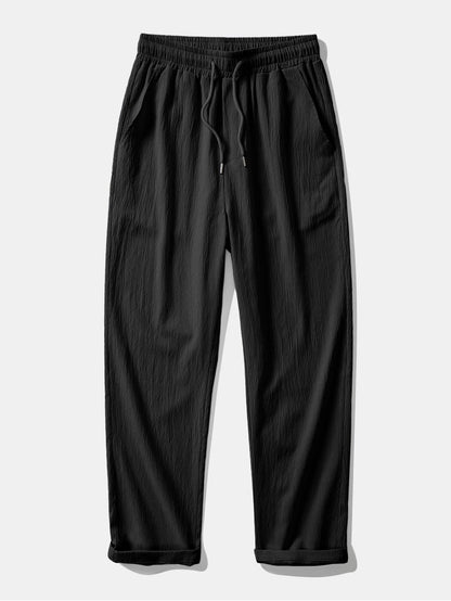 Calça de Perna Reta com Textura Amassada