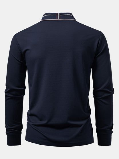 Polos canelados xadrez com gola e mangas longas