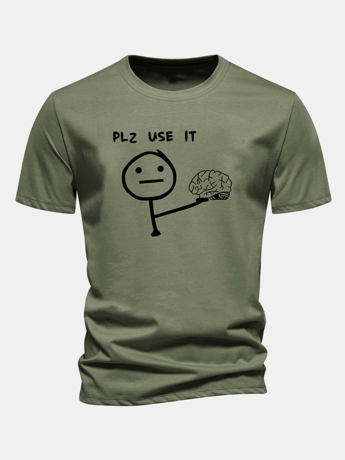 Camiseta de algodão com estampa “Please Use It Brain”, corte regular