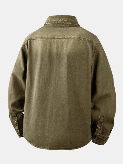 Sobrecamisa utilitária de jeans lavado