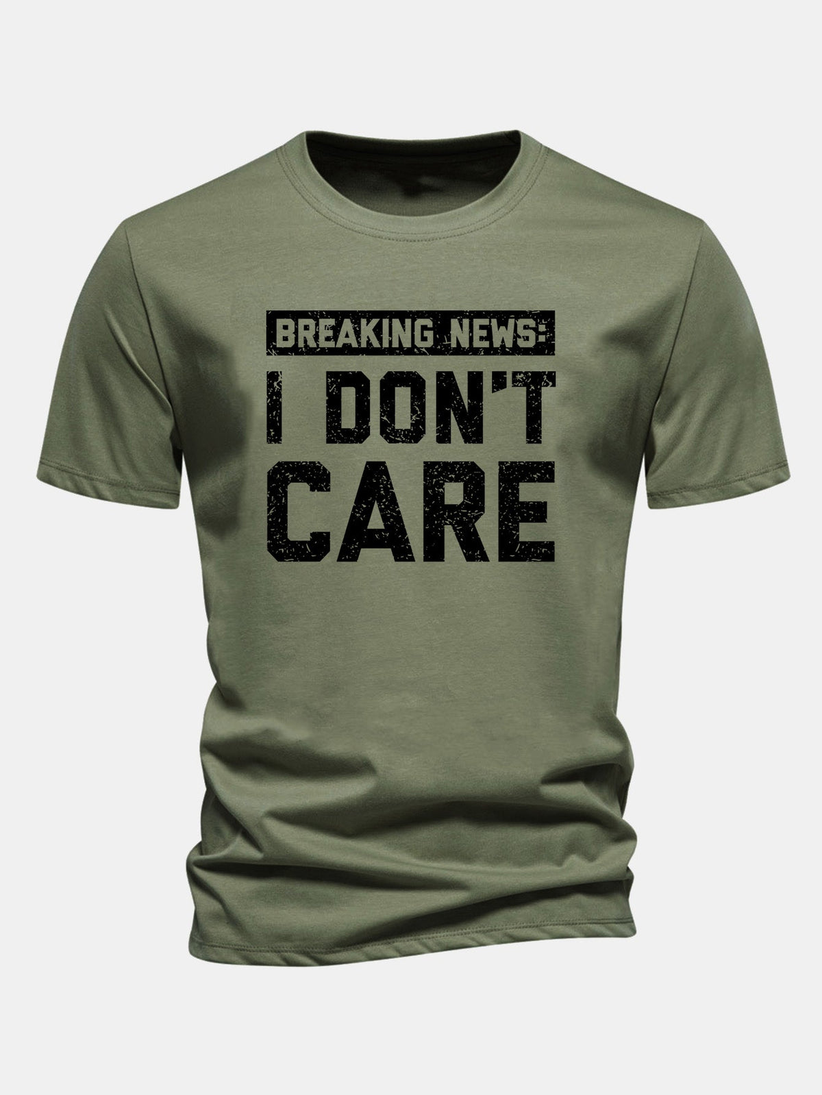 Camiseta de algodão com estampa “Eu não me importo” e corte regular