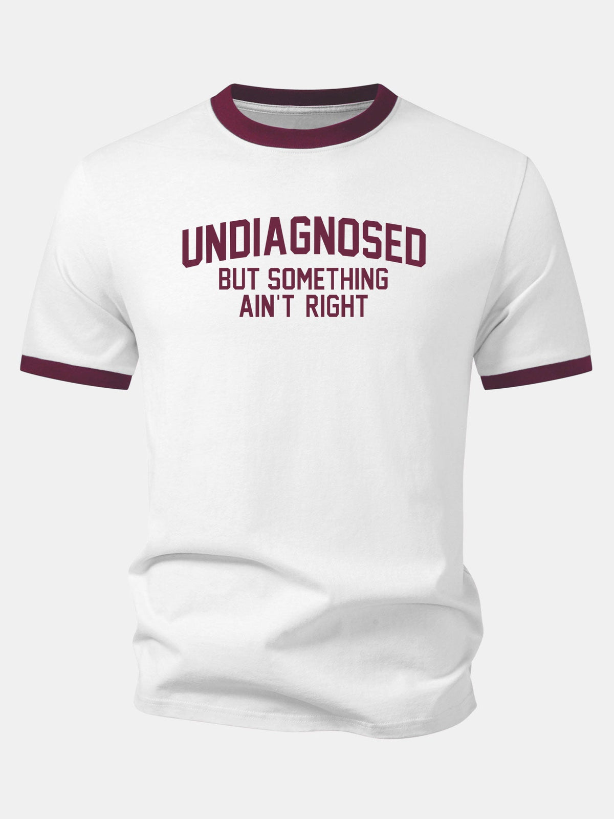 Camiseta com estampa de contraste “Não diagnosticado, mas algo não está certo” Ringer