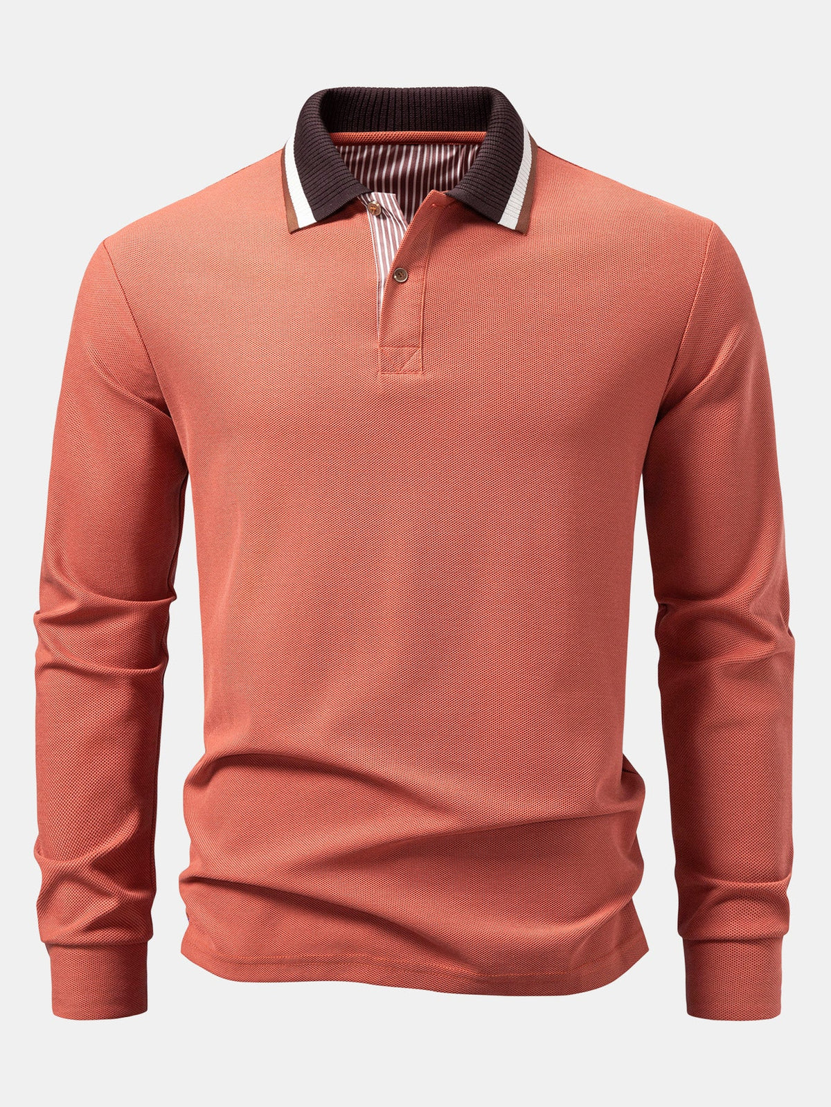 Polo de manga longa com gola contrastante