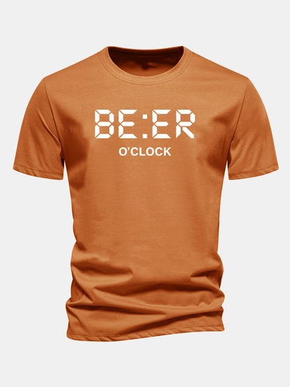 Camiseta de algodão com estampa Beer O'Clock, corte regular