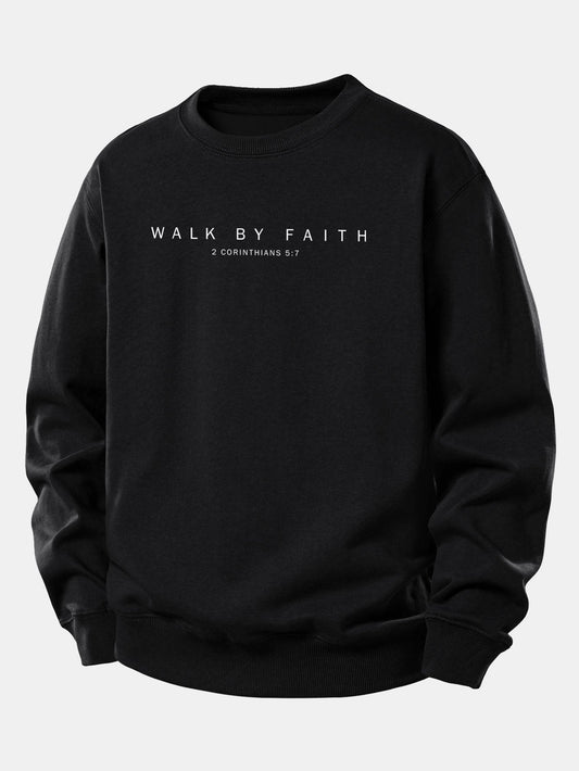 Moletom de caimento confortável com estampa “Walk By Faith”