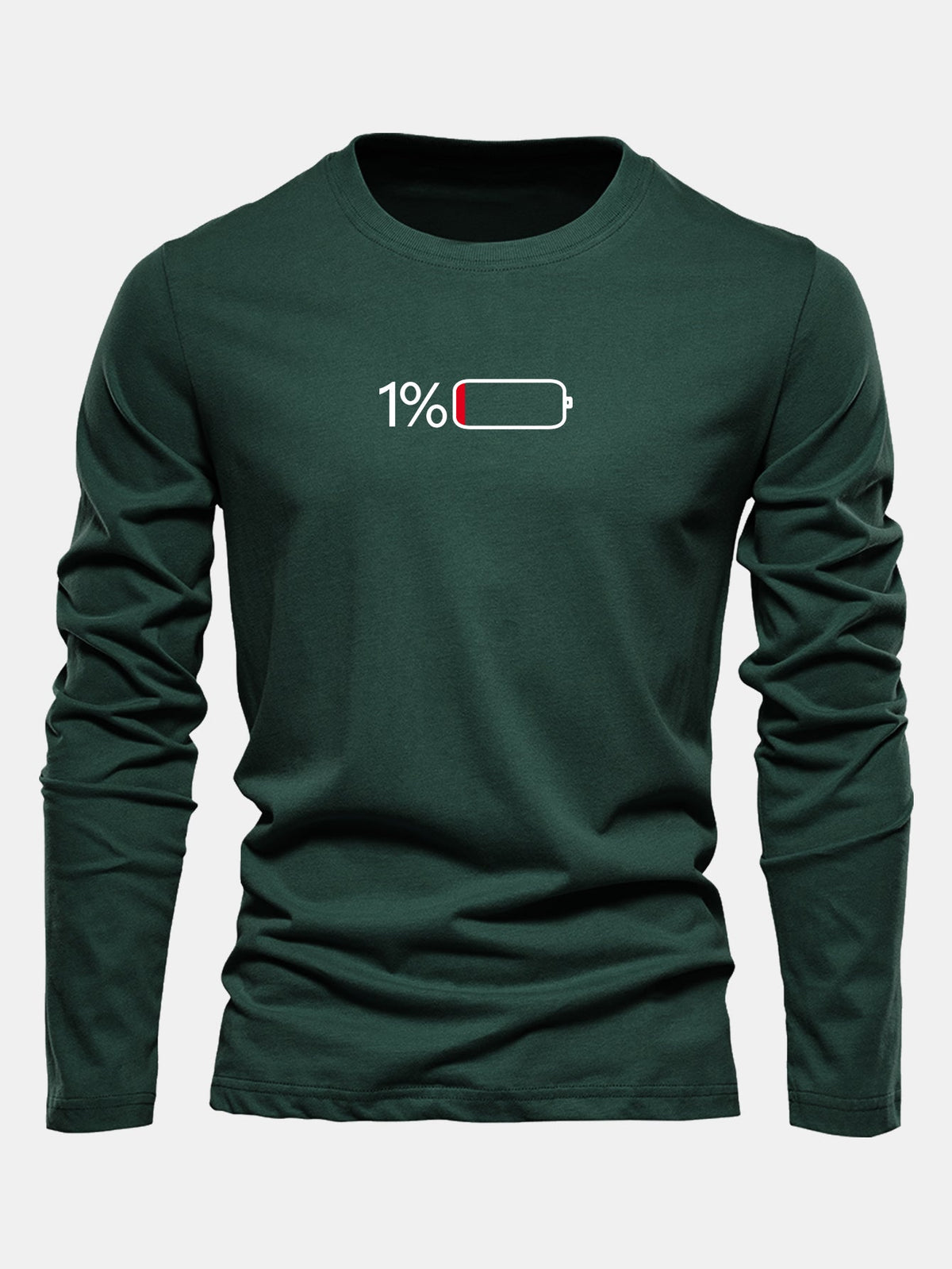Camiseta de algodão com mangas longas e estampa de bateria de 1%