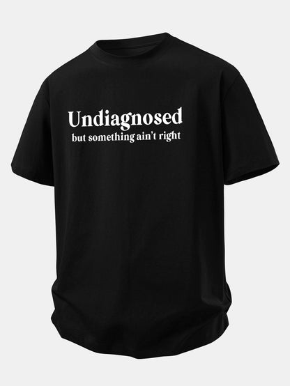 Camiseta de algodão com estampa não diagnosticada e caimento confortável