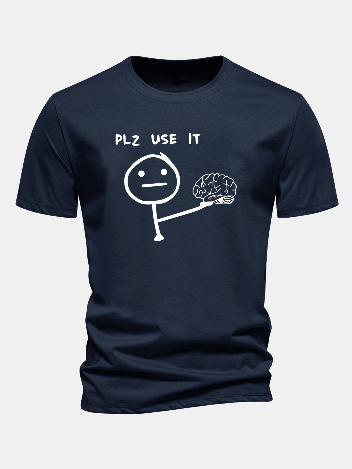 Camiseta de algodão com estampa “Please Use It Brain”, corte regular