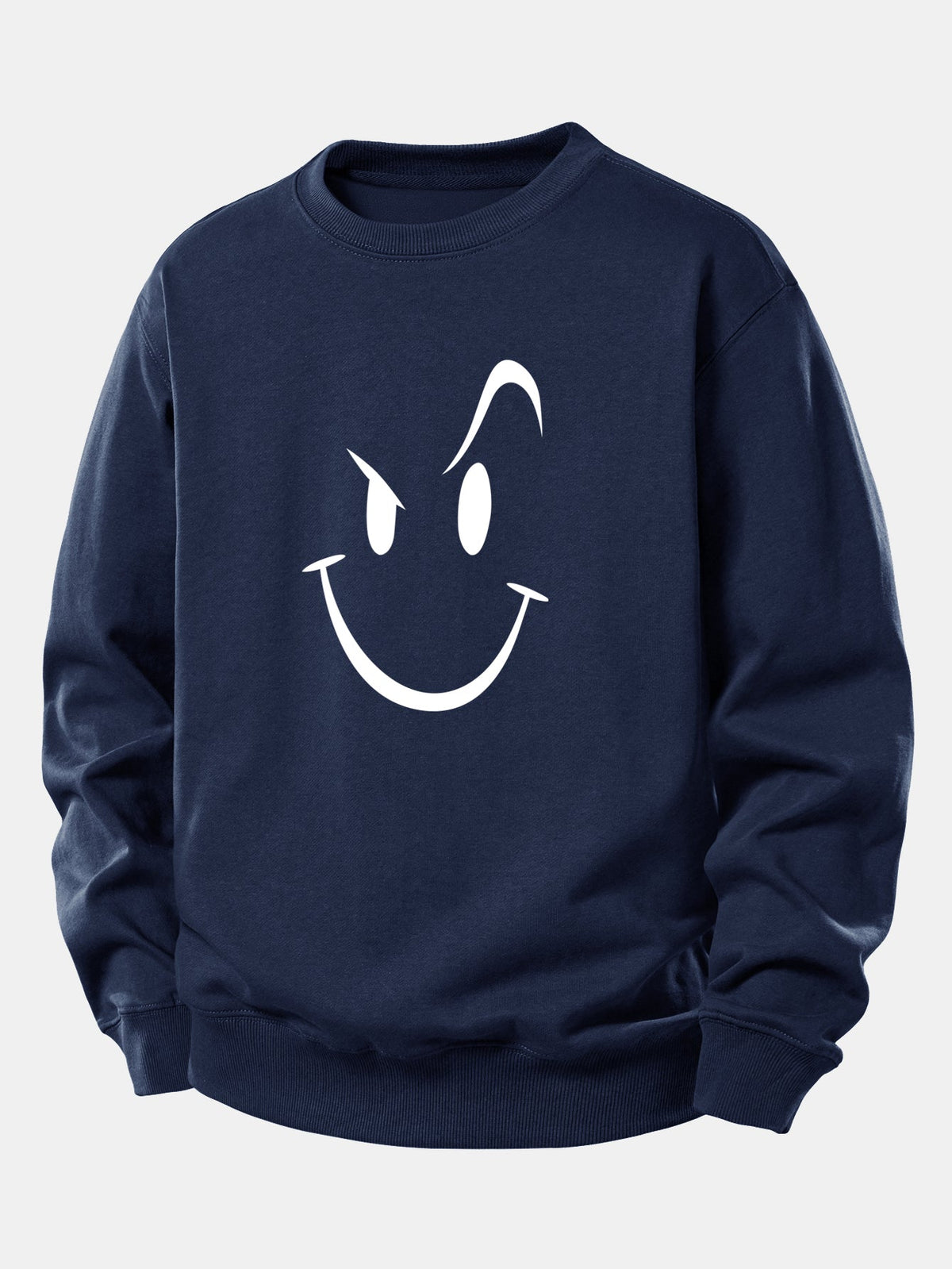 Moletom de caimento confortável com estampa de carinha sorridente