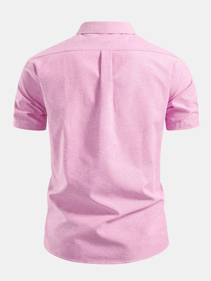 Camisa Oxford de algodão listrado com botões e contraste