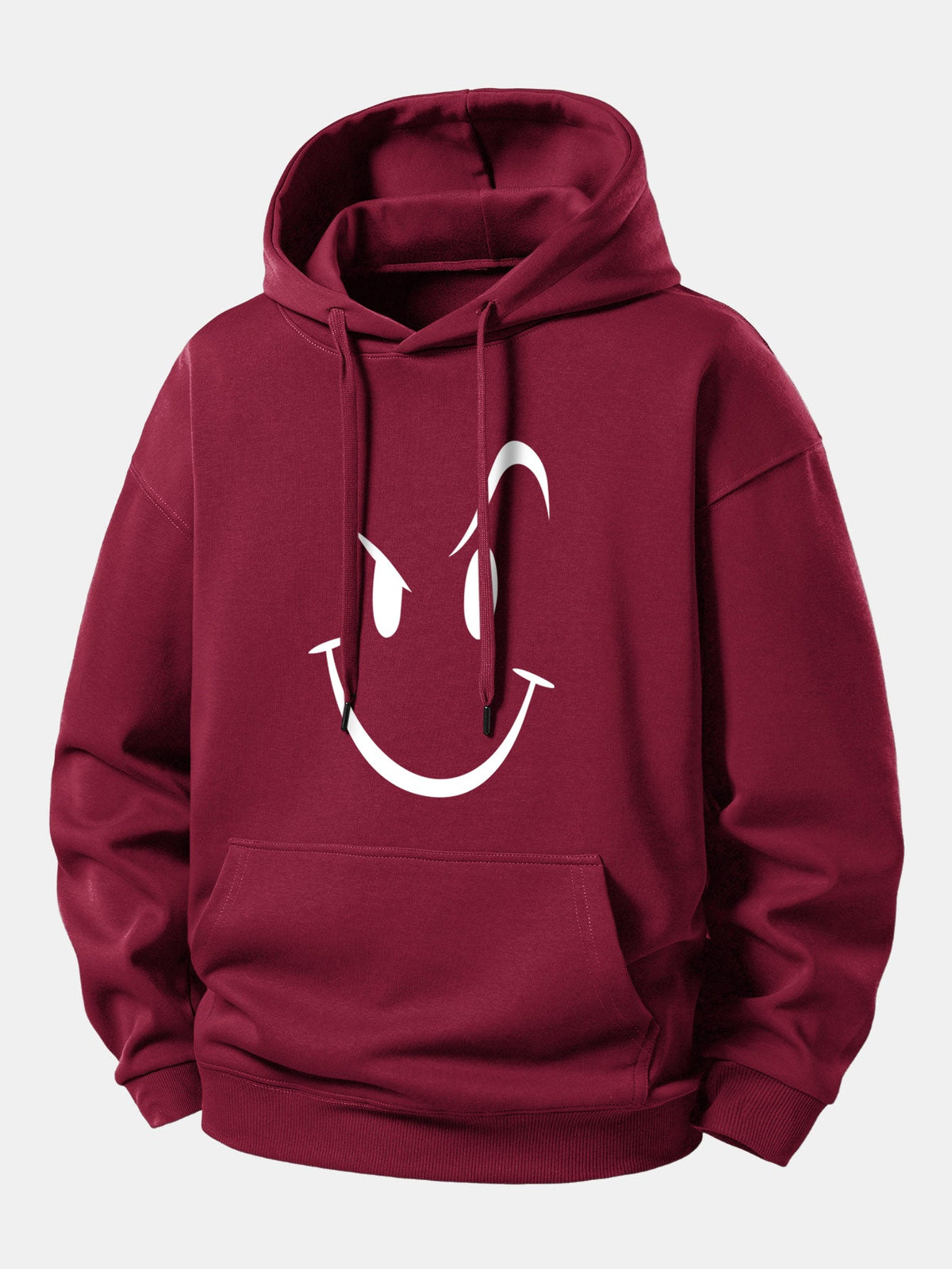 Moletom com capuz e estampa de carinha sorridente, modelagem confortável
