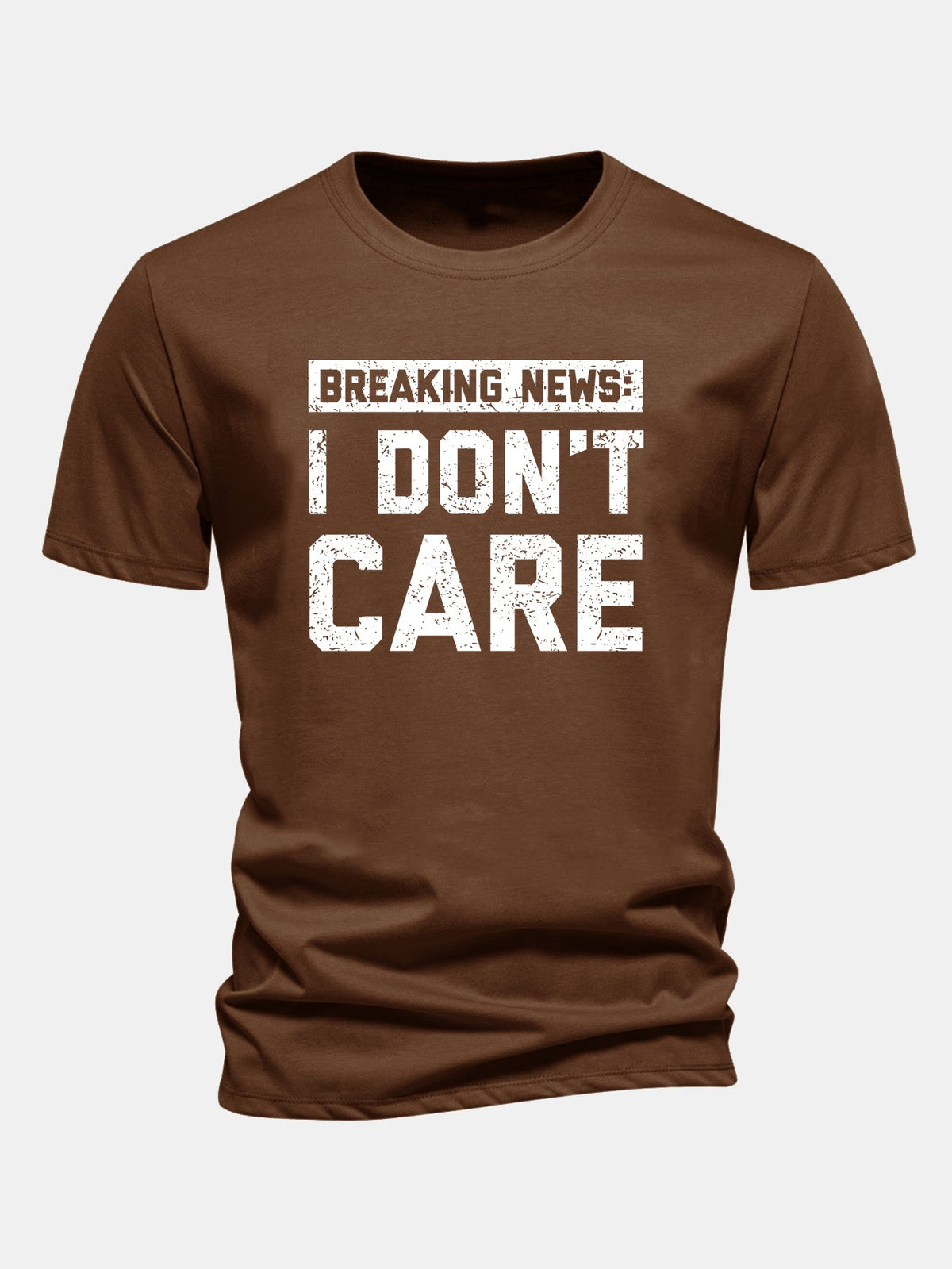 Camiseta de algodão com estampa “Eu não me importo” e corte regular