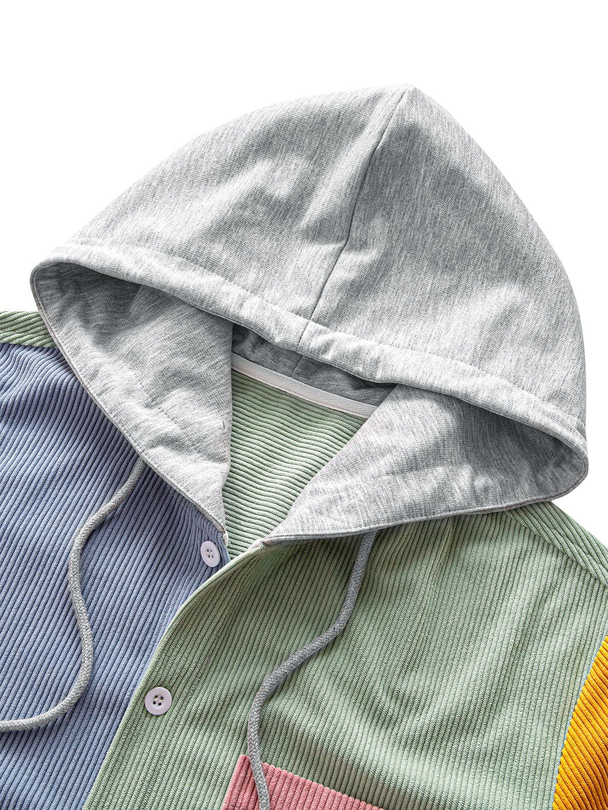 Camisa de veludo cotelê com capuz e blocos de cores