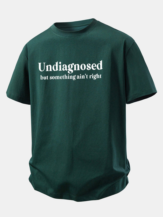 Camiseta de algodão com estampa não diagnosticada e caimento confortável