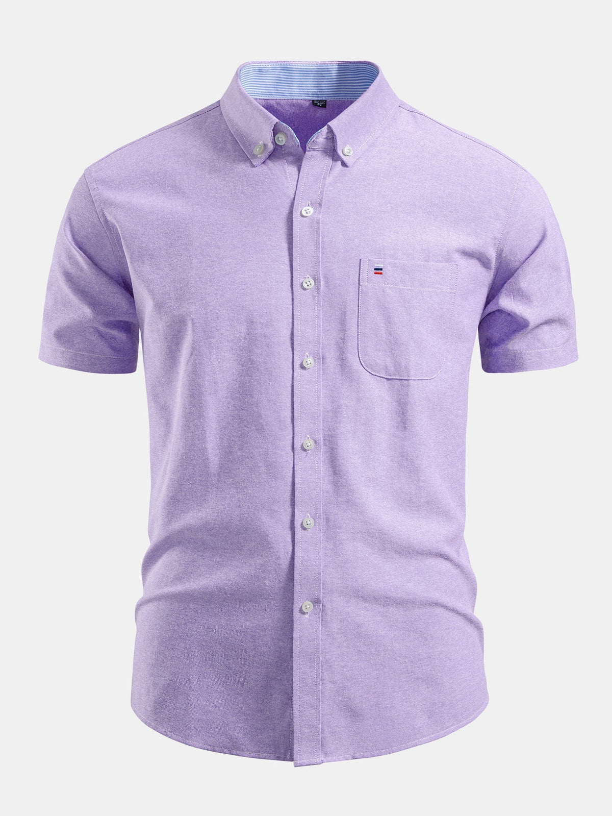 Camisa Oxford de algodão listrado com botões e contraste