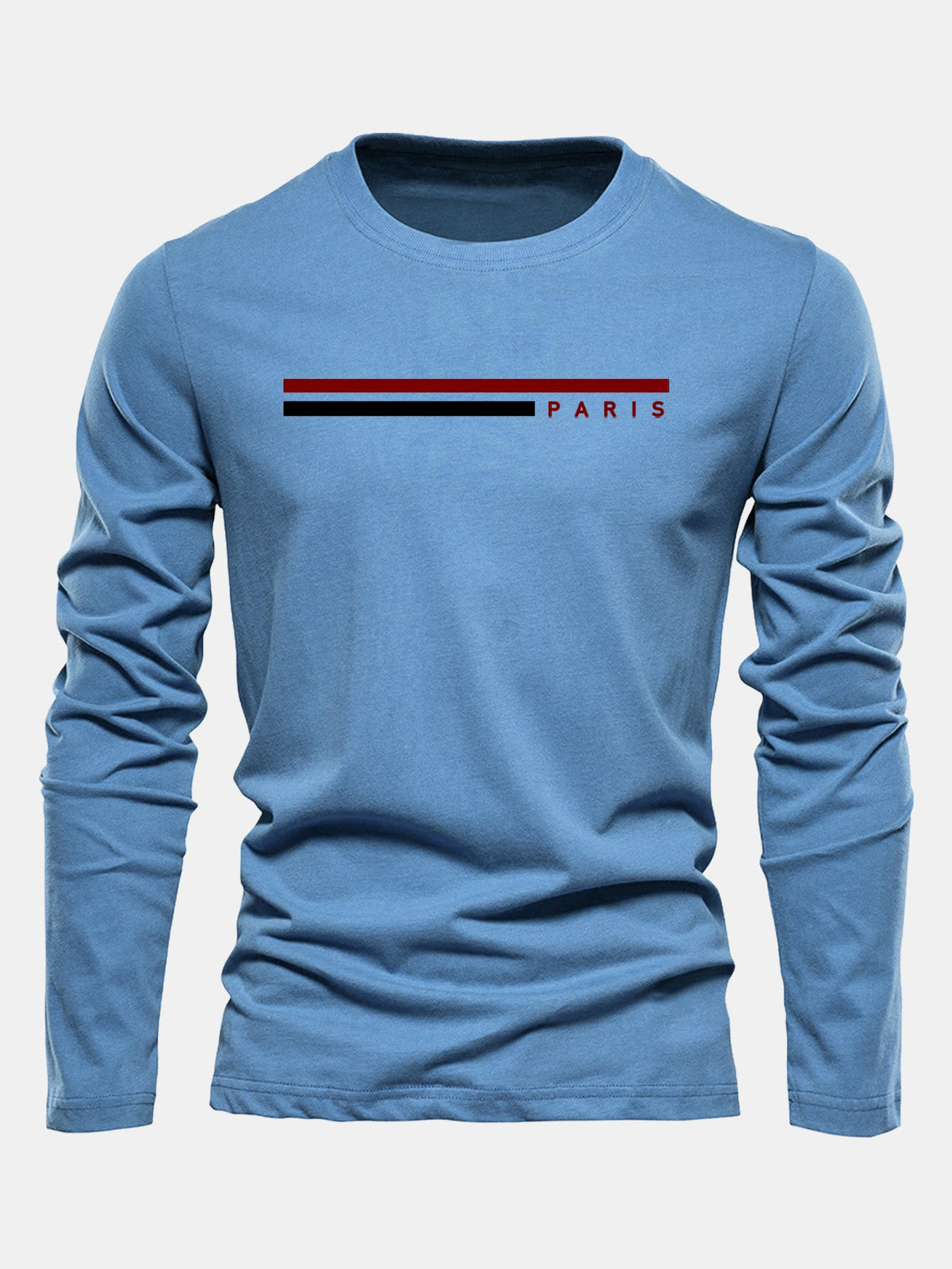 Camiseta de algodão com mangas longas, listras e estampa de Paris