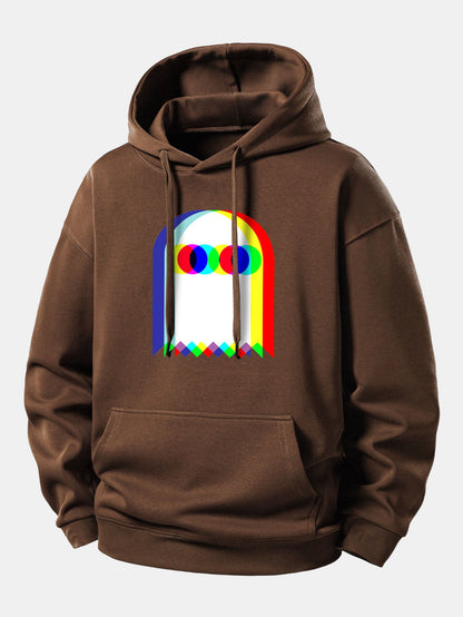 Moletom com capuz de corte confortável e estampa de fantasma glitch