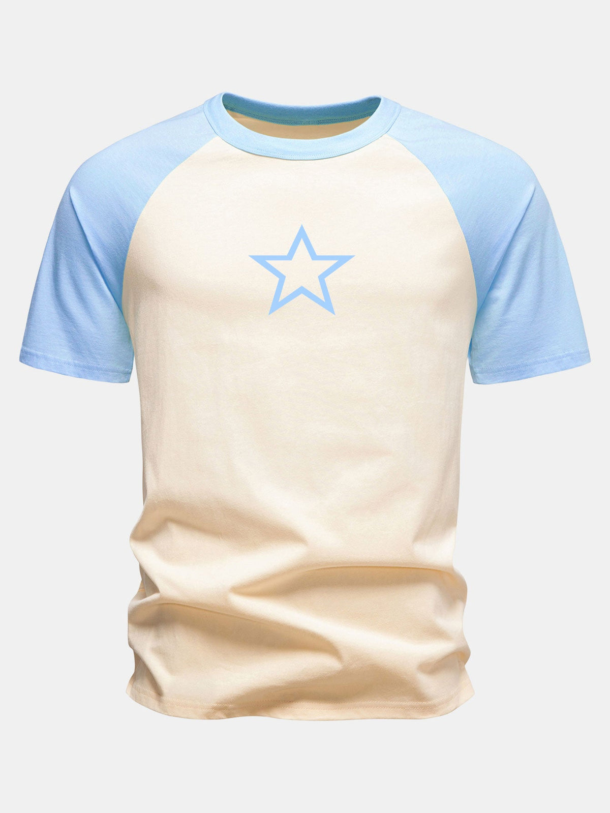 Camiseta de algodão com mangas raglã e estampa de estrelas