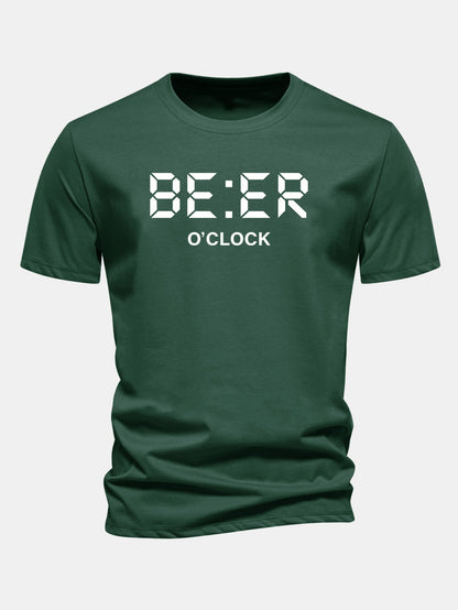 Camiseta de algodão com estampa Beer O'Clock, corte regular