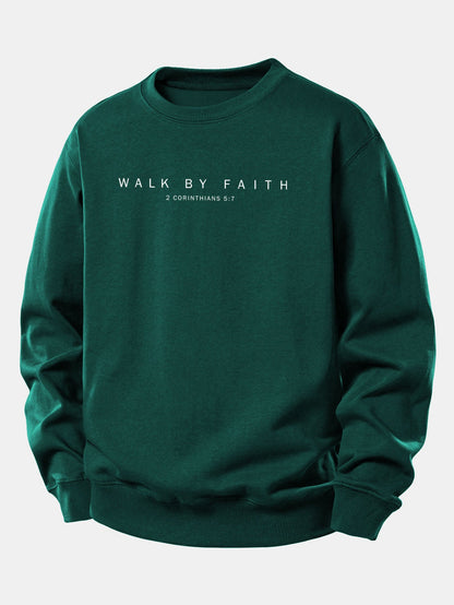 Moletom de caimento confortável com estampa “Walk By Faith”