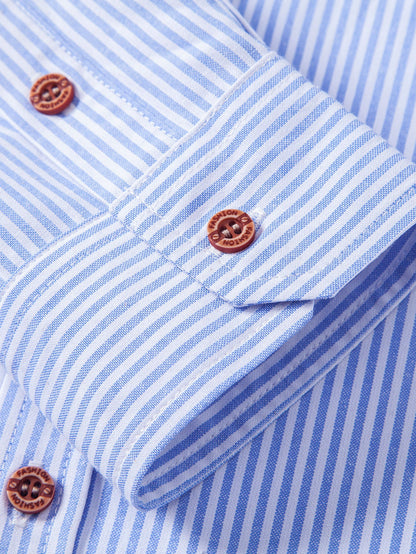 Camisa de algodão listrada com gola padre