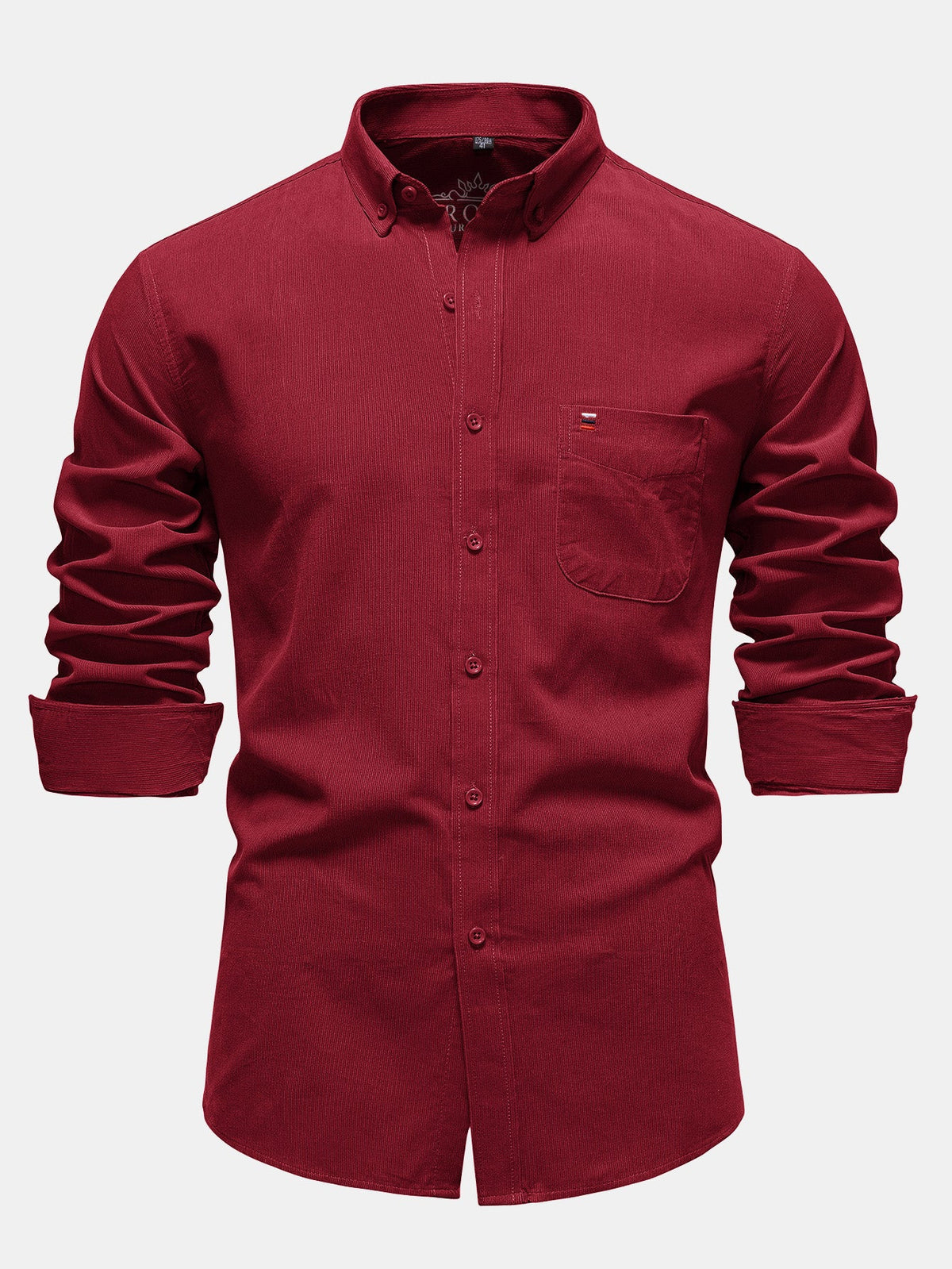 Camisa de veludo cotelê de algodão, de manga longa e com botões na frente