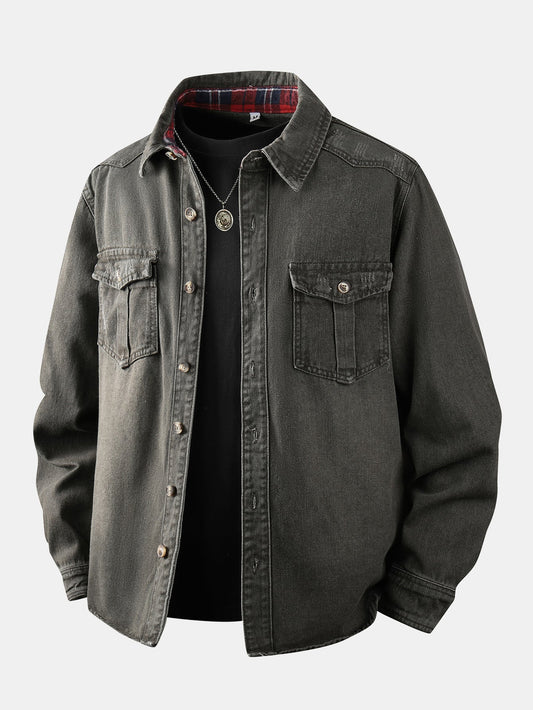 Sobrecamisa utilitária de jeans lavado