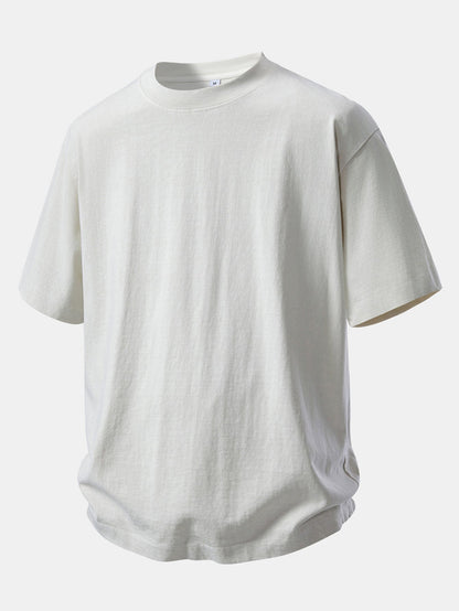 Camiseta Pesada com Ombro Caído e Efeito Lavado & Shorts com Cordão e Efeito Desgastado Lavado