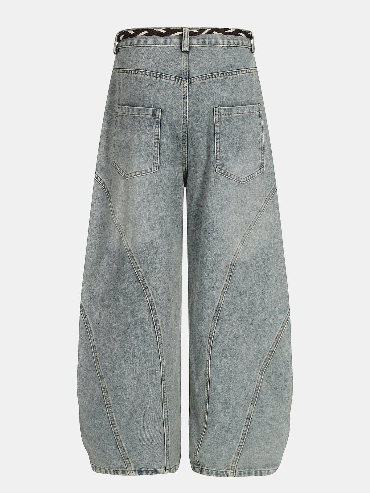 Calça Jeans Larga com Efeito Desgastado Lavada