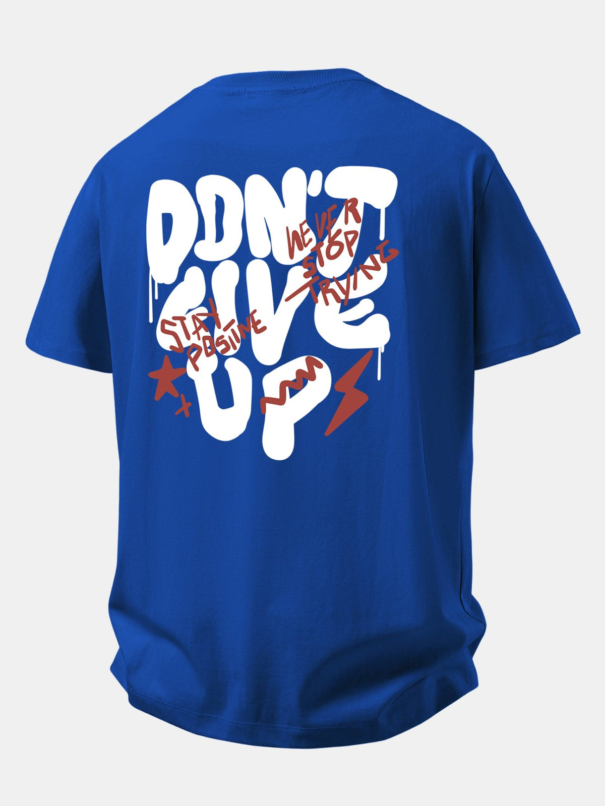 Camiseta de algodão com estampa “Nunca Desista” e corte confortável