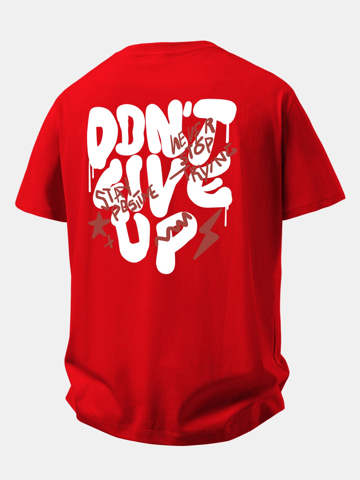 Camiseta de algodão com estampa “Nunca Desista” e corte confortável