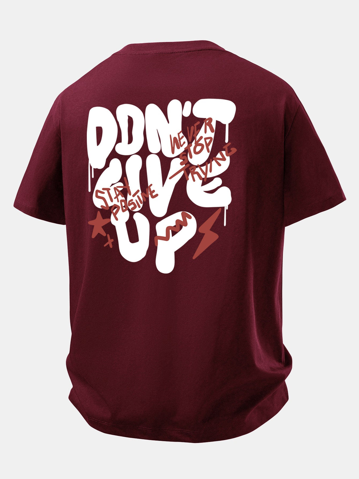 Camiseta de algodão com estampa “Nunca Desista” e corte confortável