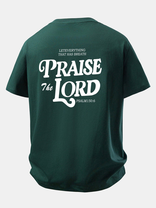 Camiseta de Algodão com Estampa Praise The Lord e Caimento Relaxado