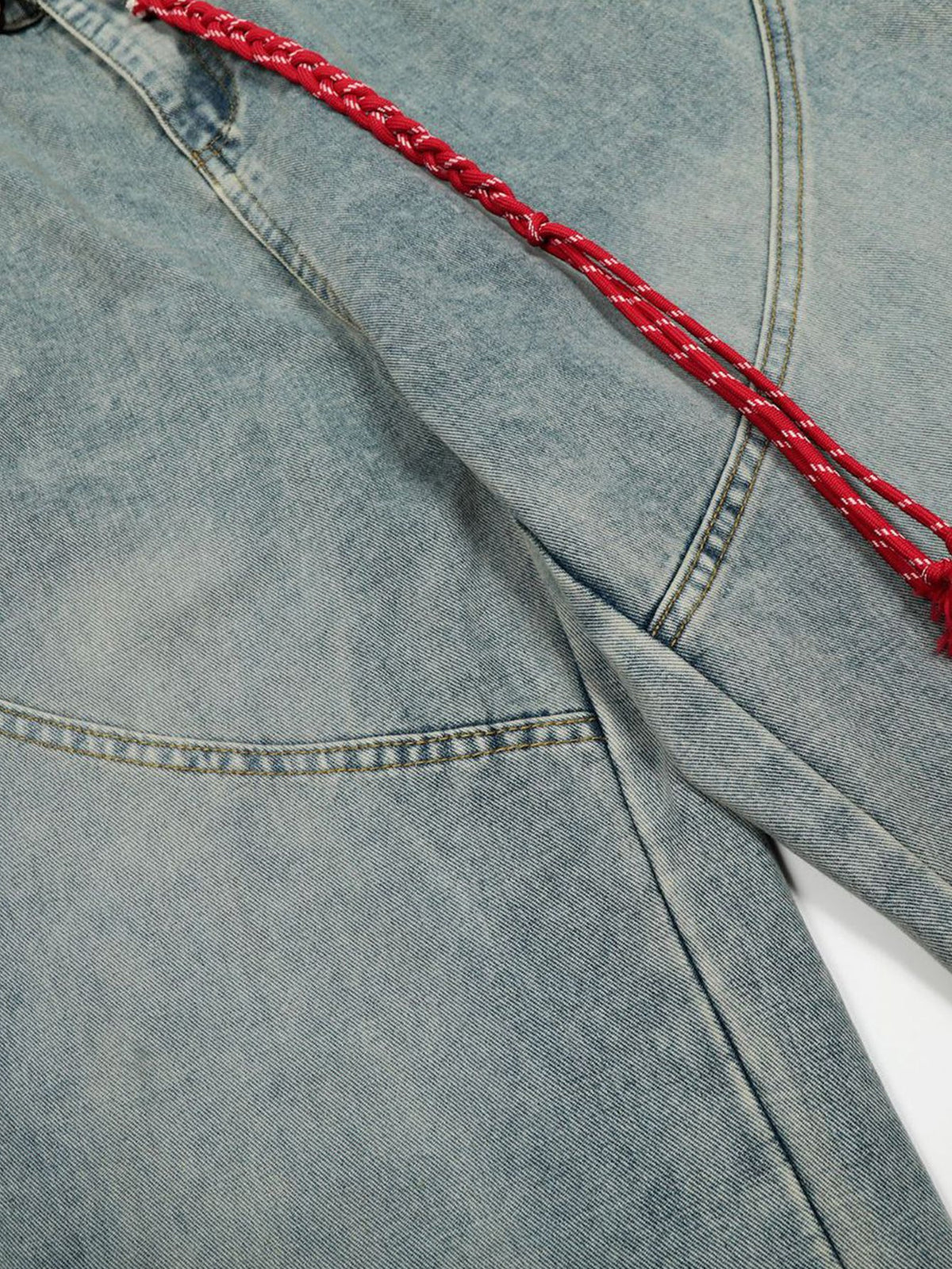 Calça Jeans Larga com Efeito Desgastado Lavada