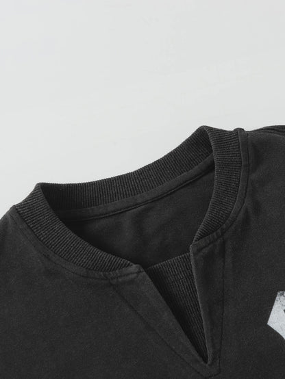 Camiseta 2 em 1 com Estampa de Slogan e Efeito Desgastado