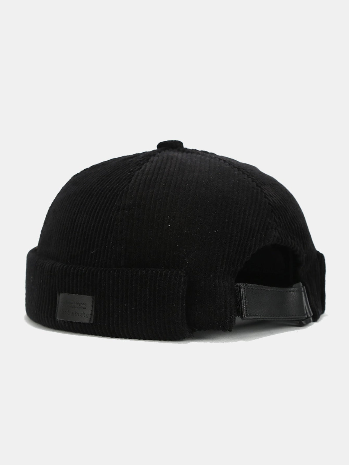 Gorro docker ajustável de veludo cotelê com etiqueta quadrada, estilo skullcap