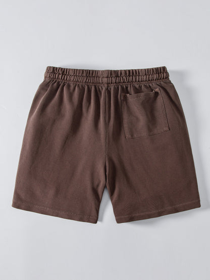 Camiseta Pesada com Ombro Caído e Efeito Lavado & Shorts com Cordão e Efeito Desgastado Lavado