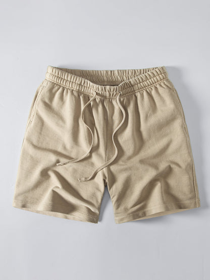 Camiseta Pesada com Ombro Caído e Efeito Lavado & Shorts com Cordão e Efeito Desgastado Lavado
